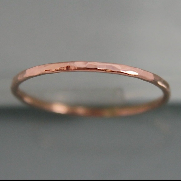 Rose Gold Ring 14k SOLID Rose Gold Thin 1mm - Picture 2 of 2